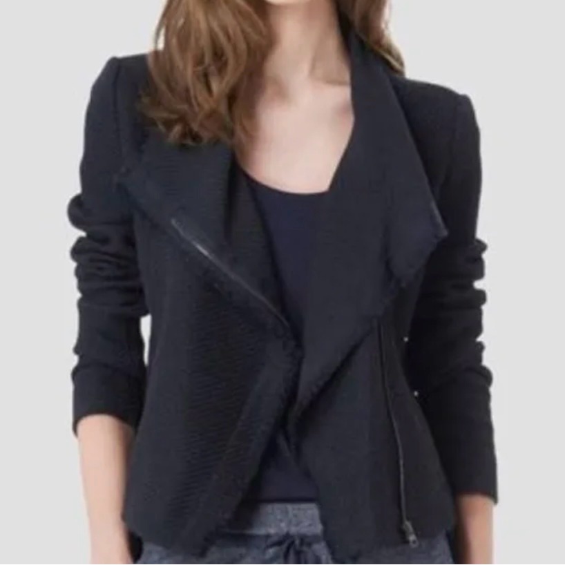 Vince Frayed Edge Scuba Jacket Black Tweed Size Xxs. Gently Used